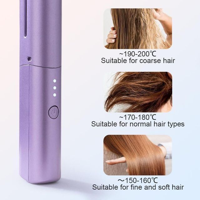 Meneflix Portable Mini Cordless Hair Straightener – Rechargeable Hot Comb